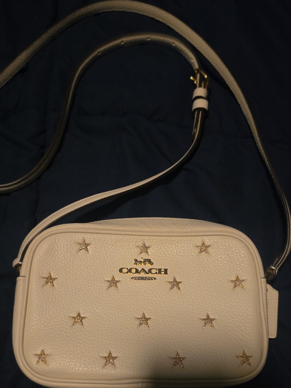 Coach Cream Leather Star-Accent Crossbody Bag